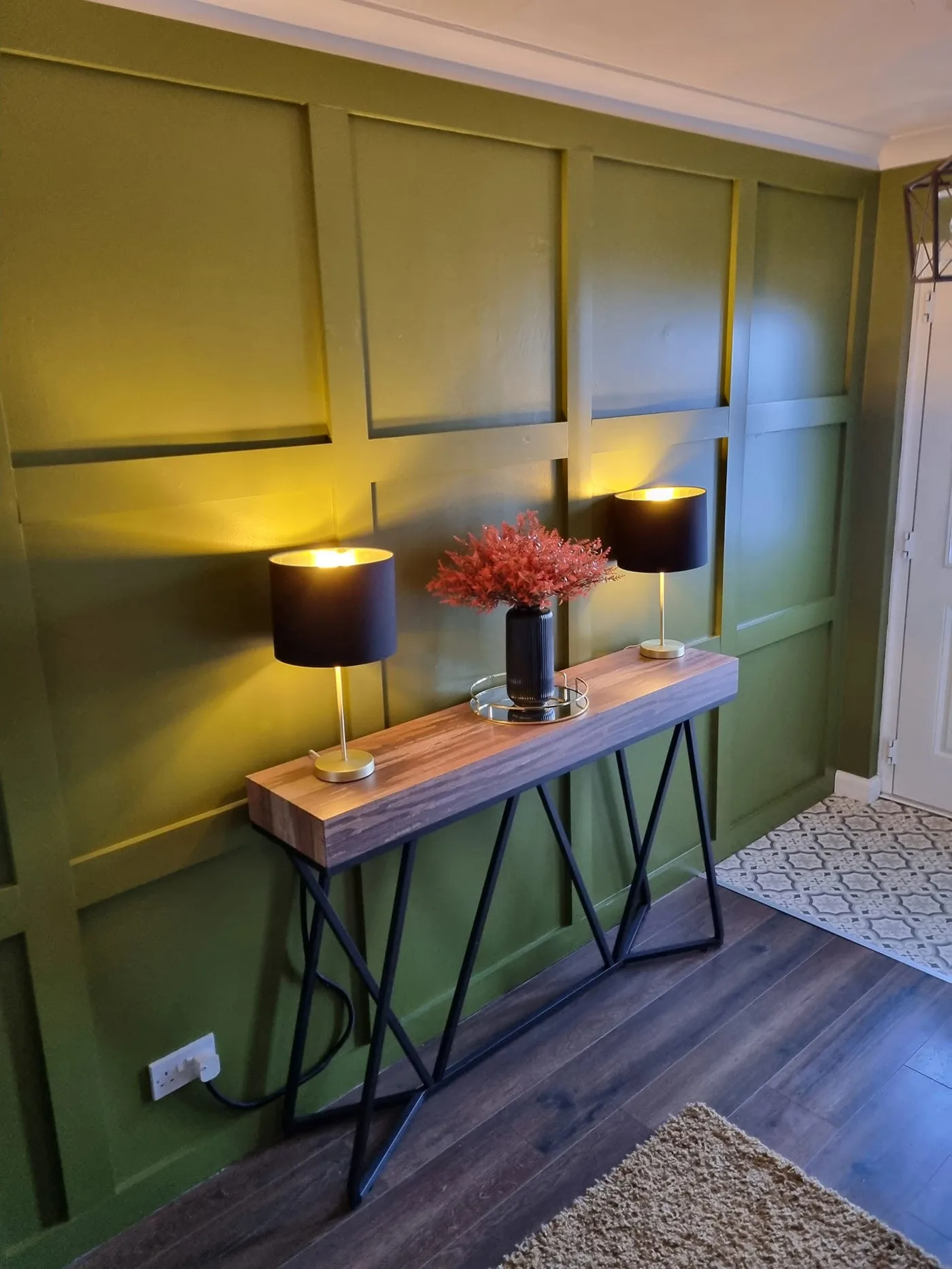Bespoke panelled media wall joinery finish